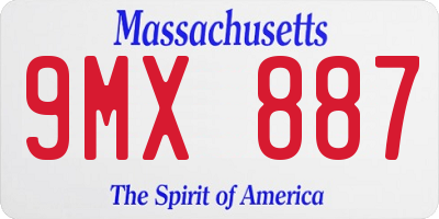 MA license plate 9MX887