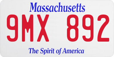MA license plate 9MX892