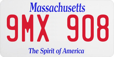 MA license plate 9MX908