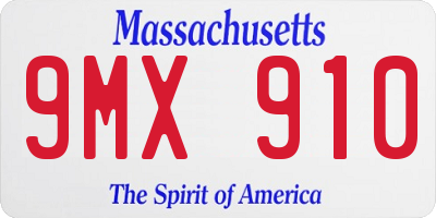 MA license plate 9MX910