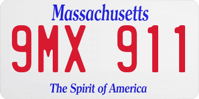 MA license plate 9MX911