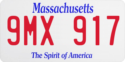 MA license plate 9MX917