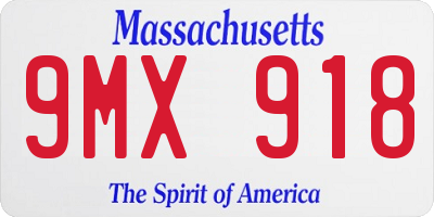MA license plate 9MX918