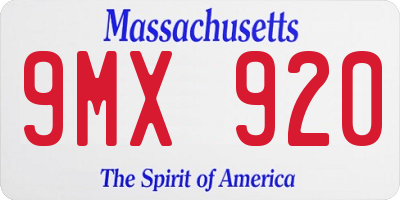 MA license plate 9MX920