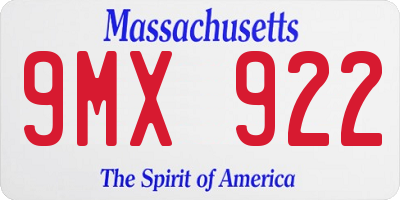 MA license plate 9MX922