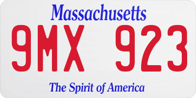 MA license plate 9MX923
