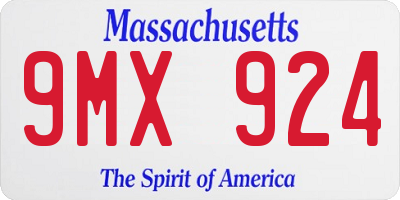 MA license plate 9MX924