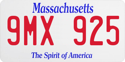 MA license plate 9MX925