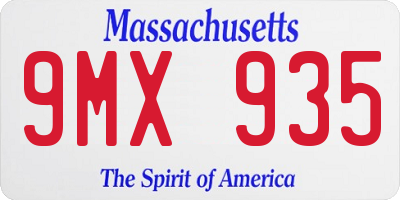 MA license plate 9MX935