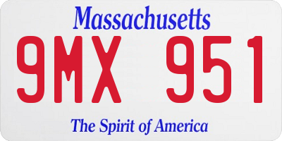 MA license plate 9MX951