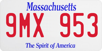 MA license plate 9MX953