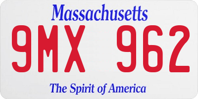 MA license plate 9MX962