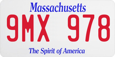 MA license plate 9MX978