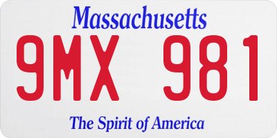 MA license plate 9MX981