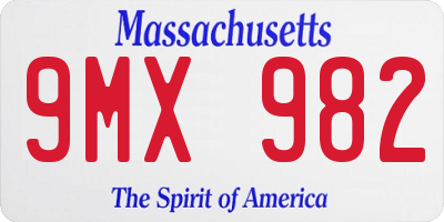MA license plate 9MX982