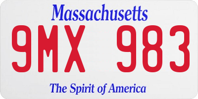 MA license plate 9MX983