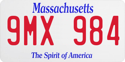 MA license plate 9MX984