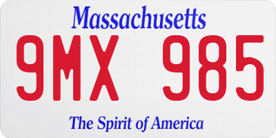 MA license plate 9MX985