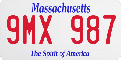 MA license plate 9MX987