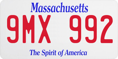 MA license plate 9MX992