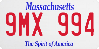 MA license plate 9MX994