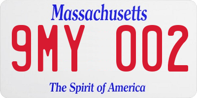 MA license plate 9MY002