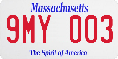 MA license plate 9MY003