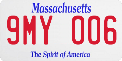MA license plate 9MY006