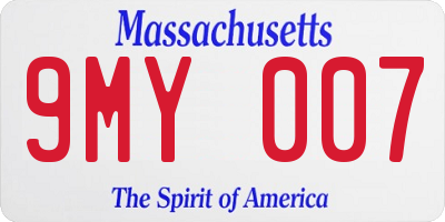 MA license plate 9MY007
