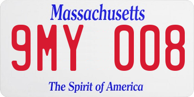 MA license plate 9MY008