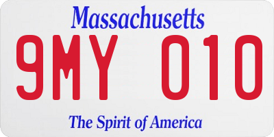 MA license plate 9MY010