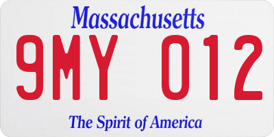 MA license plate 9MY012