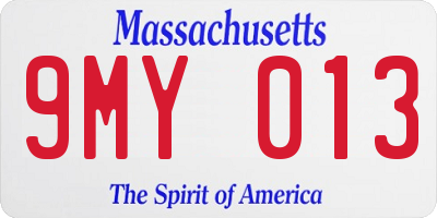 MA license plate 9MY013