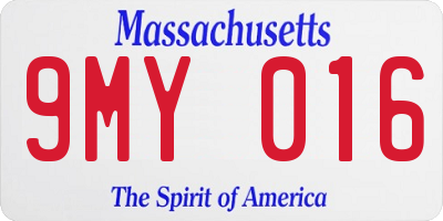 MA license plate 9MY016