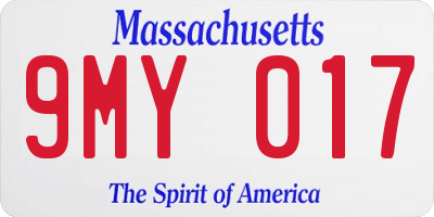MA license plate 9MY017