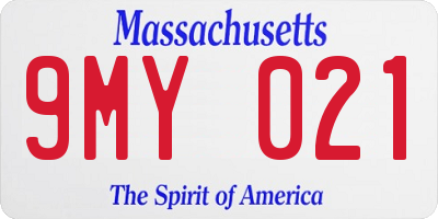 MA license plate 9MY021