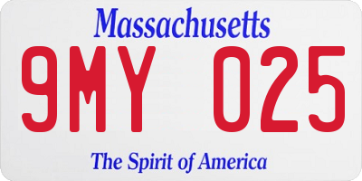 MA license plate 9MY025