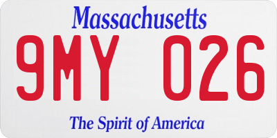 MA license plate 9MY026