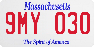 MA license plate 9MY030