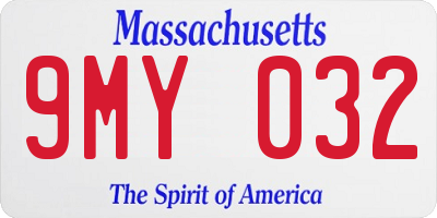 MA license plate 9MY032