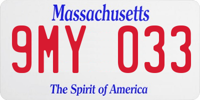 MA license plate 9MY033