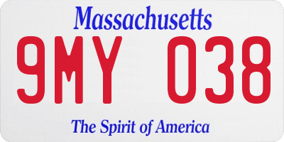 MA license plate 9MY038