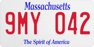 MA license plate 9MY042