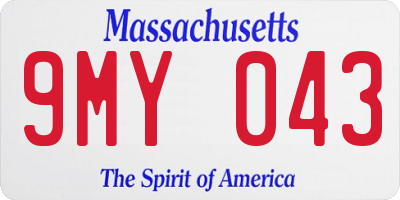 MA license plate 9MY043