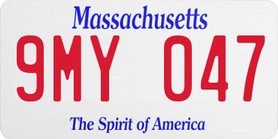 MA license plate 9MY047