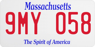 MA license plate 9MY058