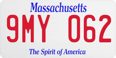 MA license plate 9MY062