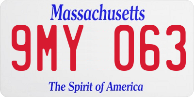 MA license plate 9MY063