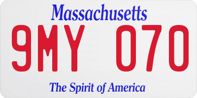 MA license plate 9MY070