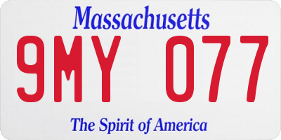 MA license plate 9MY077